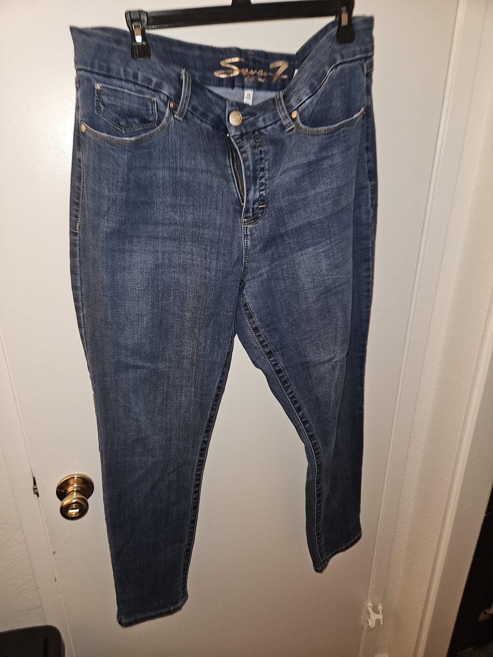 Seven7 Women's Mid-Rise Dark Blue Jeans